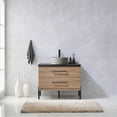 thumbnail image 2 of Trento 36" Black Sintered Stone Top Concrete Sink North American Oak Bath Vanity, 2 of 13