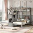 thumbnail image 2 of EUROCO Twin over Twin & Twin Bunk Bed with Staircase and Drawers for Kids Teens Bedroom, 3-in-1 Bunk for More Kids, Storage Staircase, Gray, 2 of 11