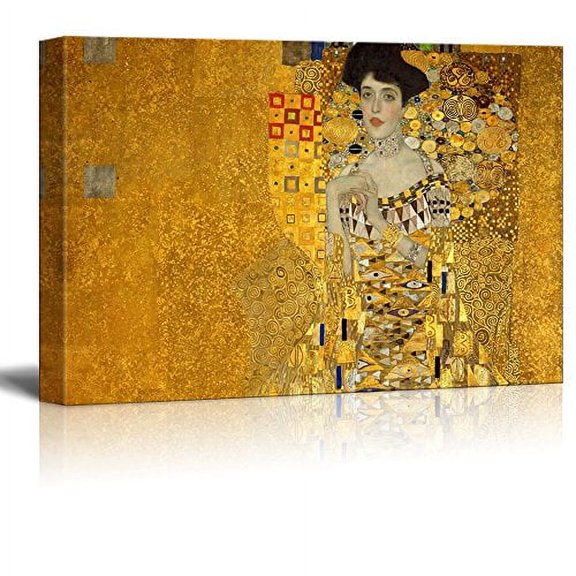 wall26 Canvas Print Wall Art Adele Bloch-Bauer I by Gustav Klimt Nature Abstract Oil Painting Fine Art Traditional Scenic Colorful Multicolor Ultra for Living Room, Bedroom, Office - 32"x48&quot