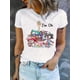 thumbnail image 1 of I'm Okay" Graphic Print T-Shirt for Women - Comfy & Stretchy Short Sleeve Crew Neck Top, Breathable Camisetas para mujer, lindas camisetas con estampado gráfico, de manga corta, estilo casual, para ve, 1 of 7