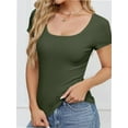 thumbnail image 3 of Women Short Sleeve Scoop Neck Tops Shirts Fitted Summer Tshirt Tee, 3 of 7