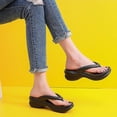 thumbnail image 5 of Chanclas de suela gruesa de 6 cm, deslizadores de verano para mujer, sandalias antideslizantes de playa suaves de Eva, color negro, 5 of 5