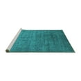 thumbnail image 2 of Ahgly Company Machine Washable Indoor Round Oriental Turquoise Blue Industrial Area Rugs, 7' Round, 2 of 4