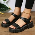 thumbnail image 2 of Sopiago Dressy Flip Flops for Women Woman Summer Sandals Open Toe Buckle Ankle Strap Flatform Wedge Casual Sandal Black,7, 2 of 9