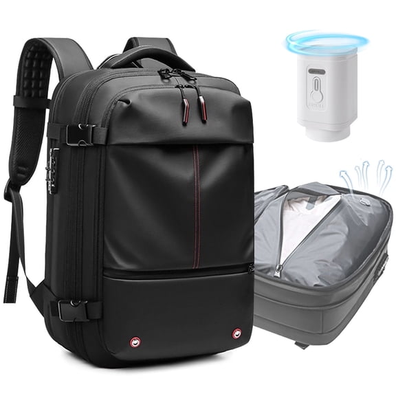 Kahopy Vacuum Backpack for Travel, 60L Expandable Compression Bag with Electric Vacuum Pump, Water Resistant and Anti Theft(Black)