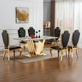 thumbnail image 5 of Modern Dining Table 70" Rectangular Kitchen Table with Imitation Marble Grain MDF Wooden Top & Iniregular Gold Base,Faux Marble Dinner Furniture for Kitchen Dining Room/Meeting Room, 5 of 9