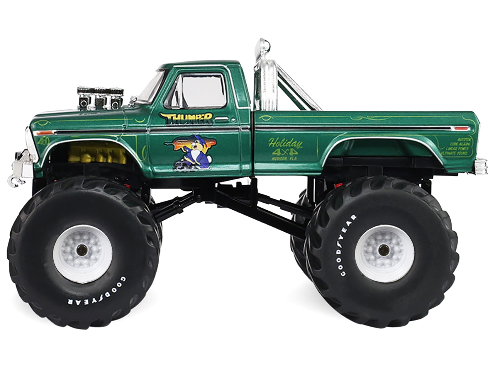 1975 Ford F-250 Monster Truck with 66-Inch Tires "Thumper" Green Metallic "Kings of Crunch" Series 1/43 Diecast Model Car by Greenlight