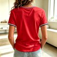 thumbnail image 5 of Women's 9/11 Never Forget Memorial V-Neck Short Sleeve T-Shirt American Flag Patriotic Remembrance Top Red S, 5 of 5