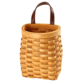 thumbnail image 1 of Wooden Wall Basket, Desktop Fruit Snack Storage Box, American Pastoral Leather Handle Handmade Storage Basket, 1 of 7