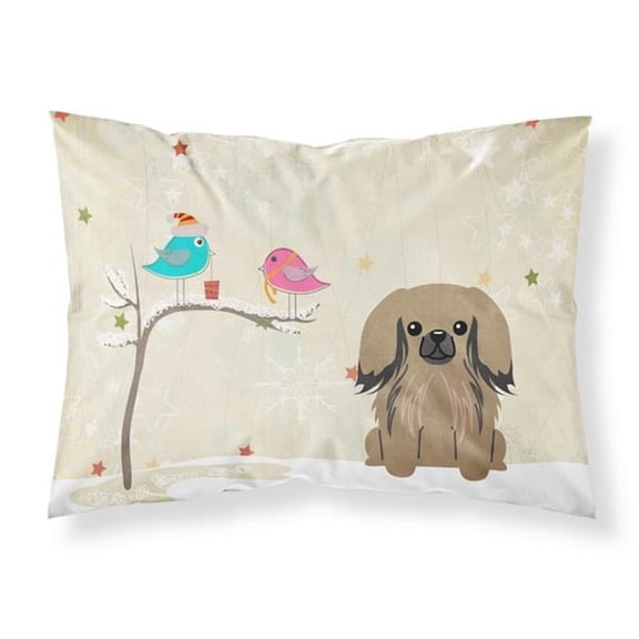 Christmas Presents Between Friends Pekingnese Tan Fabric Standard Pillowcase