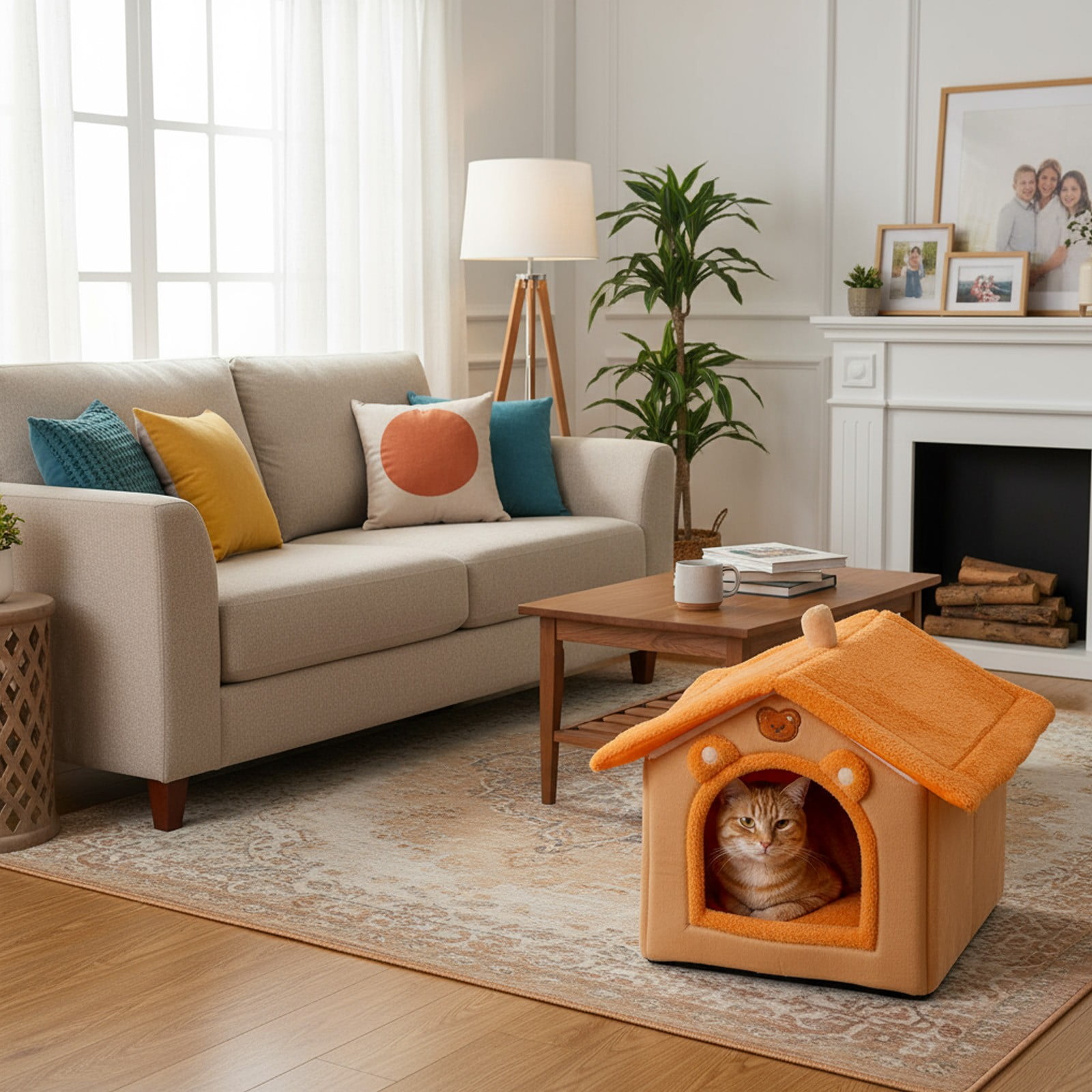 Dog House Indoor Foldable Soft Kennel Bed | Warm Pet Cave with Cushion | Non-Slip Bottom | Velvet Plush Easy Clean | 3 Sizes for Small Medium Large Dogs Cats