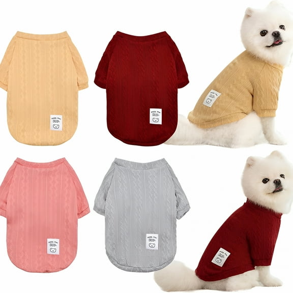 TELOLY 4 Pack Dog Knitted Sweater Dog Clothes for Small Medium Dogs, Warm Soft Puppy Kitten Dog Sweaters for Boy Girl Pet in Winter, Pet Cat Clothes Outfits Cold Weather Pullover for Chihuahua