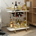 thumbnail image 4 of WHIFEA Wine Bar Cart, Small Rolling Serving Cart with Wine Rack and Glass Holders for Home Kitchen, Metal-Gold, 4 of 10