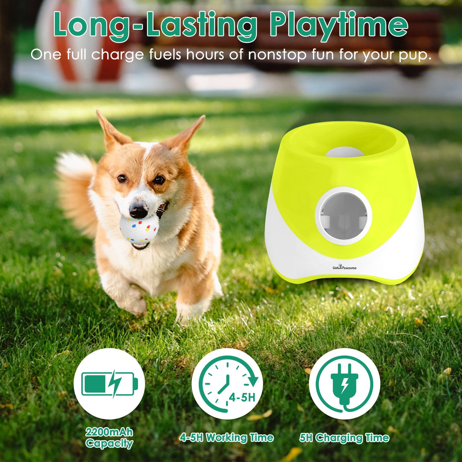 Moclever Automatic Dog Ball Launcher Rechargeable Interactive Pet Fetch Toy, 3 Adjustable Distance 20ft 33ft 46ft, with 6Pcs 2.3in ETPU Balls