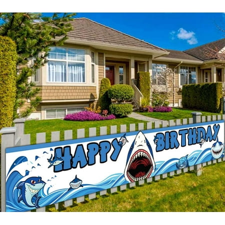 Large Shark Birthday Party Banner, Shark Party Decorations, Blue Ocean Party Supplies Decorations, Baby Shower Birthday Party Decorations