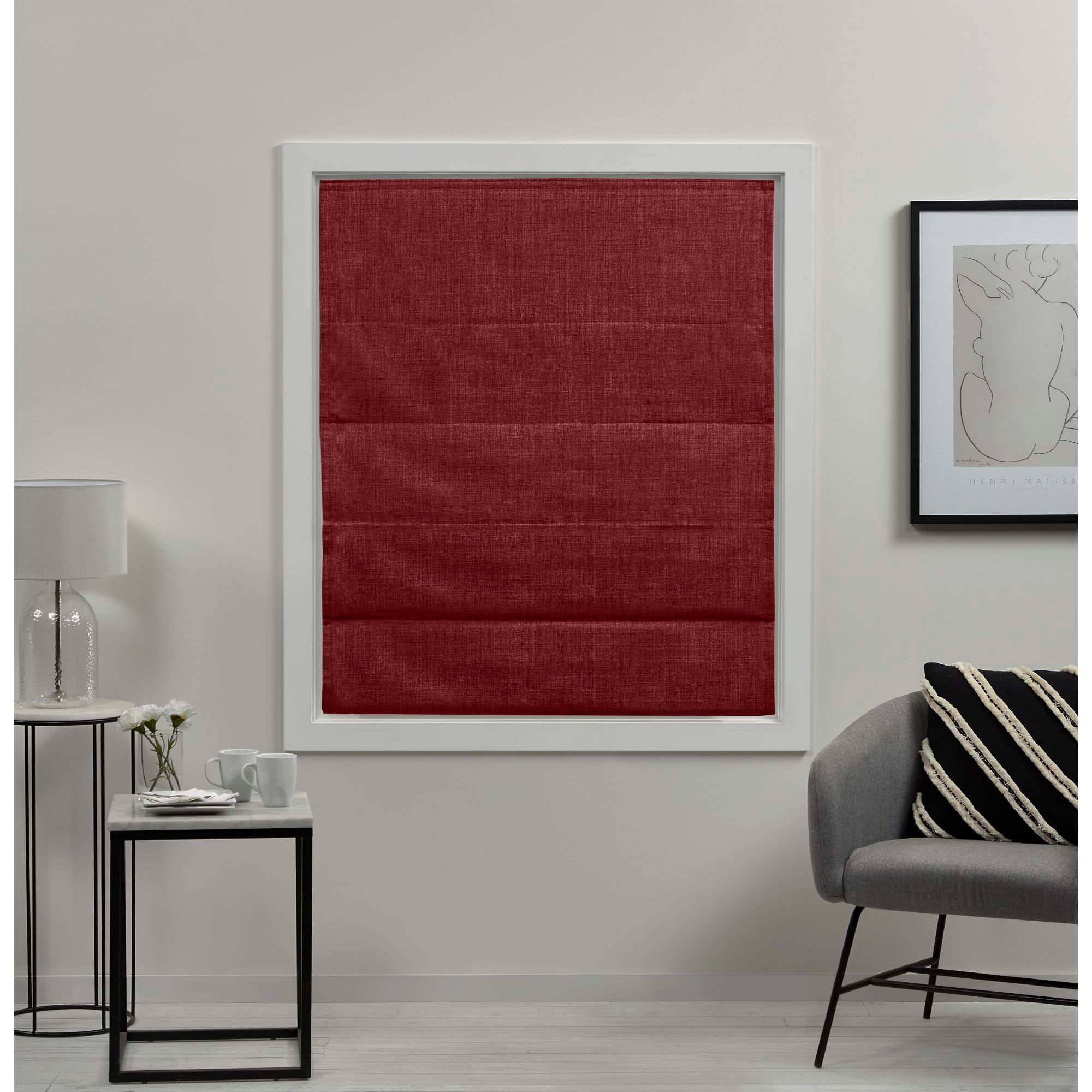 Exclusive Home Acadia 100% Blackout Roman Shade, 31"x64", Red