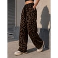 thumbnail image 7 of Mengpipi Women’s Leopard Print Wide Leg Pants High Waist Drawstring Palazzo Trousers with Slant Pockets S-2XL, 7 of 7