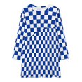 thumbnail image 2 of Kentucky Checkerboard Blue And White Loose Dress Evening Dress Summer Dresses for Women Luxury Dress Long Sleeved Dress, 2 of 4