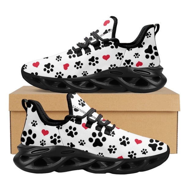 Zapatos planos antideslizantes para mujer, zapatillas de malla con amortiguación y huella de pata de perro, ligeros, con cordones, para correr, para hombre y mujer