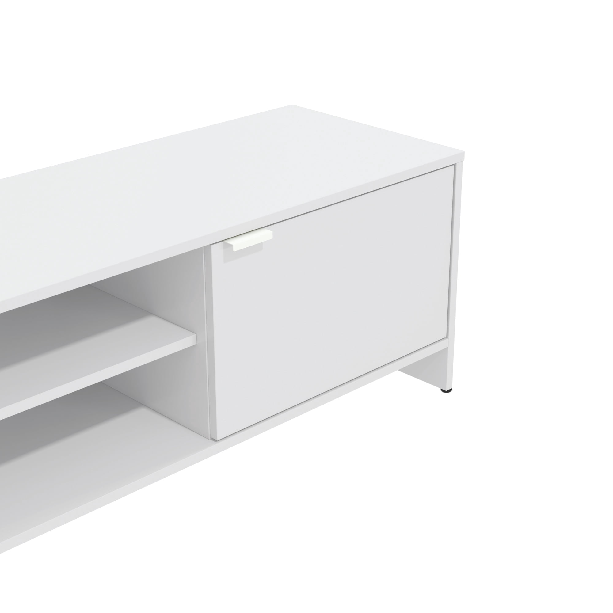 Kappesberg Milan White 59.05" W TV Stand Modern Entertainment Center with 2-Doors and Open Shelves Media Console for Living Room for Adults and Teens