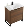 thumbnail image 3 of Fine Fixtures Opulence Collection 30 in. W x 18 in. D x 33 in. H Bathroom Vanity in Walnut Ebony with White Ceramic Sink - Black hardware, 3 of 9