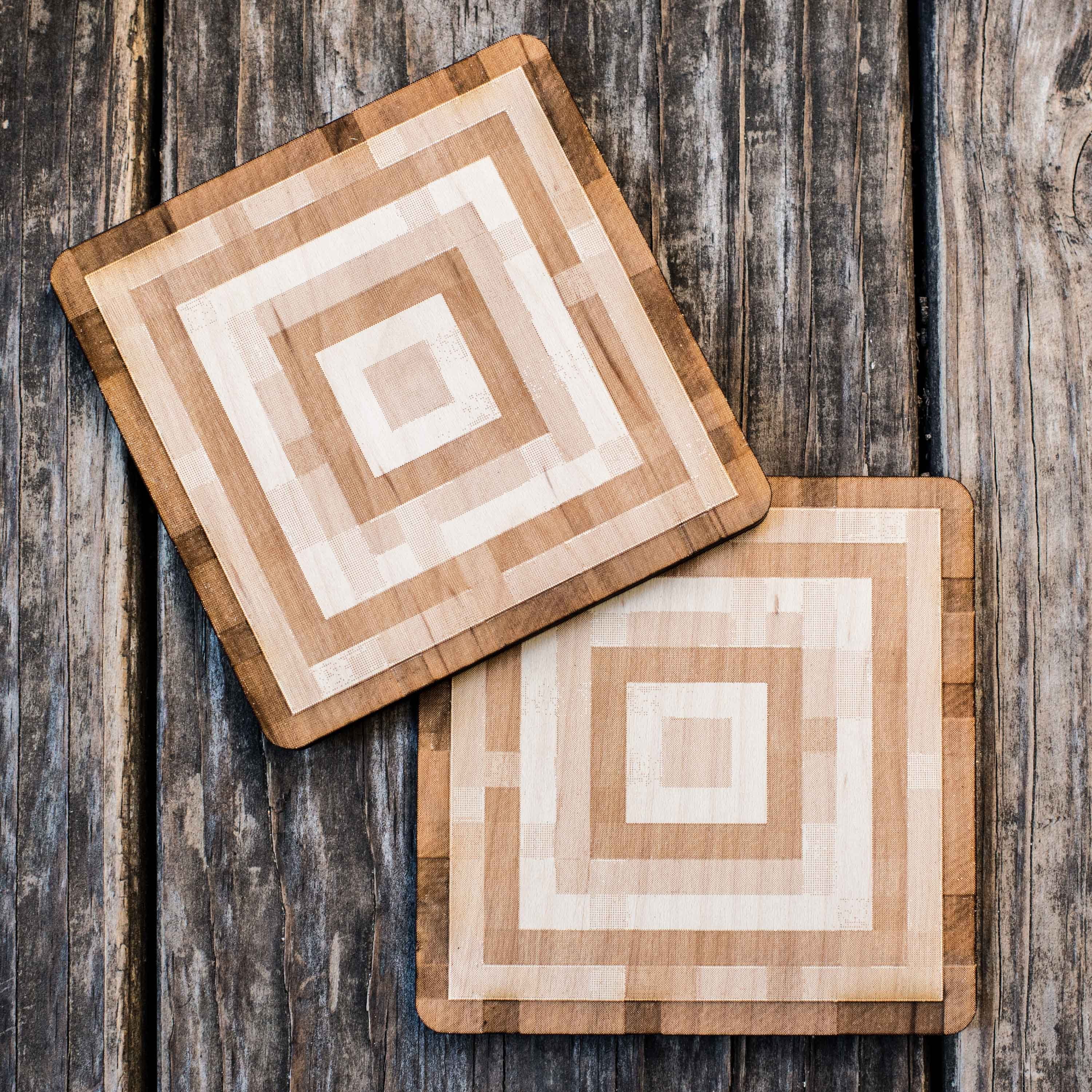 The Known World Wood Coaster Set of six 4x4in Raw Wood The Known World Wood Coaster Set of six 4x4in Raw Wood