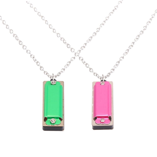 MasteelfCA 2 Pcs Double Rangée 4 Trous 8 Tons Instrument de Musique Harmonica Jouet Musical Éducatif pour Débutants Enfants (Vert + Rose)