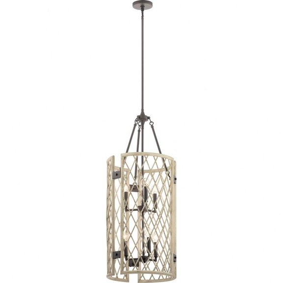 Industrial Farmhouse Six Light Chandelier-White Washed Wood Finish Bailey Street Home 147-Bel-4187468
