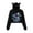 Black, variant on Arijit Singh Cat ear hoodie with popular pattern casual women's short hoodie sportswear