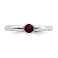 thumbnail image 5 of 925 Sterling Silver Stackable Expressions High 4mm Round Garnet Ring Size: 9; for Adults and Teens; for Women and Men, 5 of 6