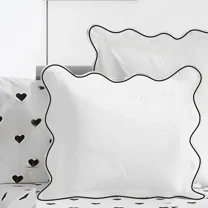 400TC Cotton Scallop Embroidery Sateen Solid Euro Sham