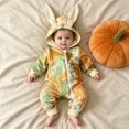 thumbnail image 3 of Ruyang Infant Baby Zip Up Jumpsuit Cute Bunny Ear Tie Dye Hooded Romper Long Sleeve Footless One Piece Outfit for Newborn Boys Girls, 3 of 6