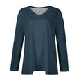 thumbnail image 4 of TQWQT Plus Size Womens Tops Cute Women's Plus Size Tunic Tops V Neck Solid Color Long Sleeve Tops Dressy Casual Tee Shirts Plus Size Womens Clothes Navy 2XL, 4 of 6