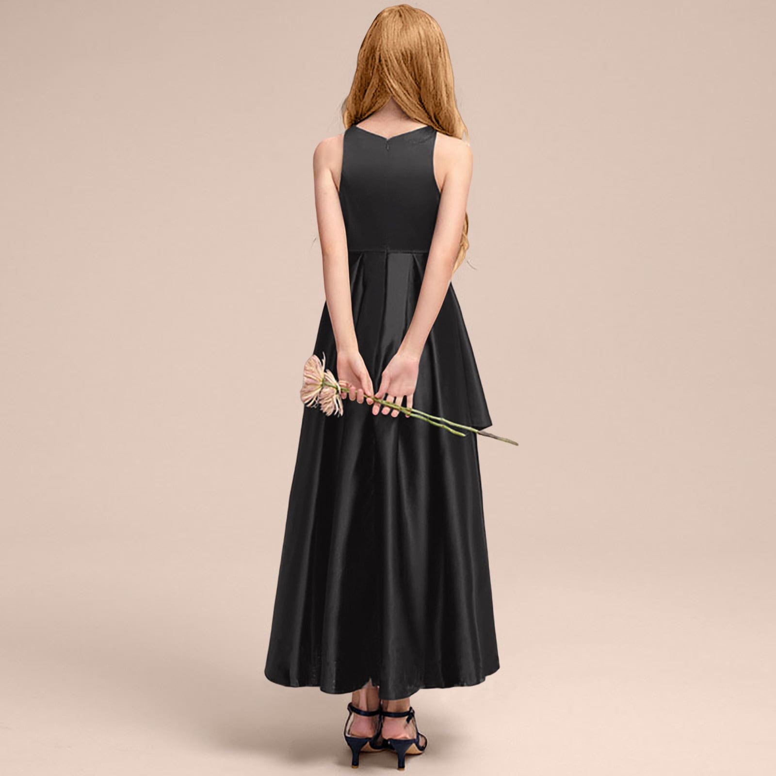 Wdgfv Girls Formal Dresses Elegant Party Gown For Recital Performance Pageant Sleeveless Summer Dress Toddler To Teen Gown Black 5-6 Years