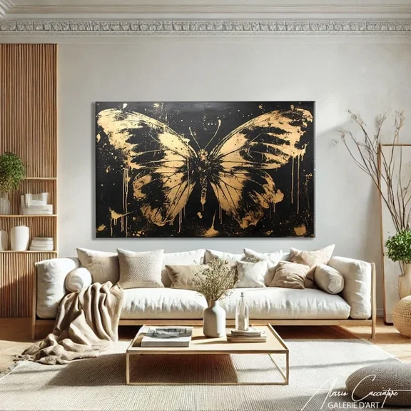 Kna Prints - 1 Pc Poster Black And Gold Butterfly Wall Design Art For Living Room Butterfly Ar, UNFRAMED-8x12