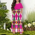 thumbnail image 2 of Taqqpue Girl Summer Maxi Dresses Round Neck Tropical Print Beach Dresses Casual Loose A Line T Shirt Dress Short Sleeve Flowy Plus Size Long Sundress, 2 of 5