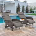 thumbnail image 3 of Gymojoy 3-Piece Patio Rattan Chaise Lounge Chair Set Outdoor Wicker Chaise Recliner with Side table, Adjustable Backrest and Cushion, 3 of 11