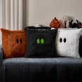 thumbnail image 2 of Halloween Pillow Covers 18x18 inch Set of 2, Green Eyes Black Ghost Throw Pillow Cases Soft Plush Faux Fur Wool Couch Cushion Case for Chair Sofa Bedroom Living Room Home Decor, 2 of 5
