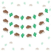 Buffalo Bison Banner, 3pcs Buffalo Bison Birthday Baby Shower Decorations Banner Garland for Western Theme Mountain Cactus Boy Girl Birthday Baby Shower