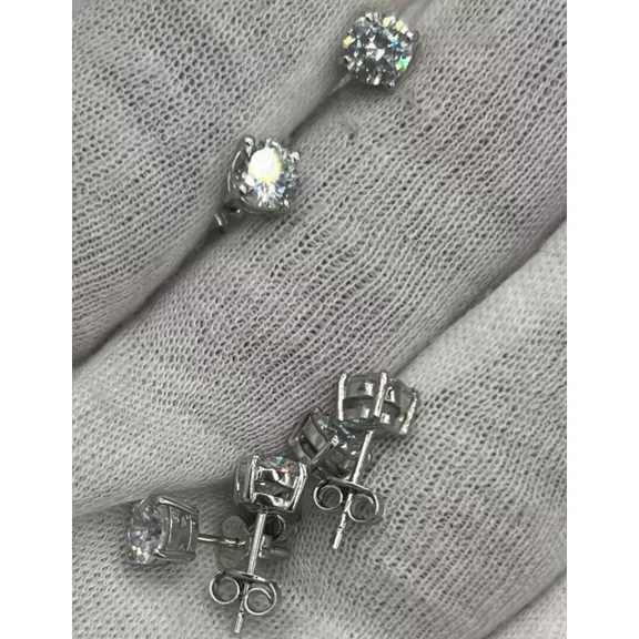 14K White Gold Plated 2Ct Round Cut Lab Created Diamond Women's Stud Earring