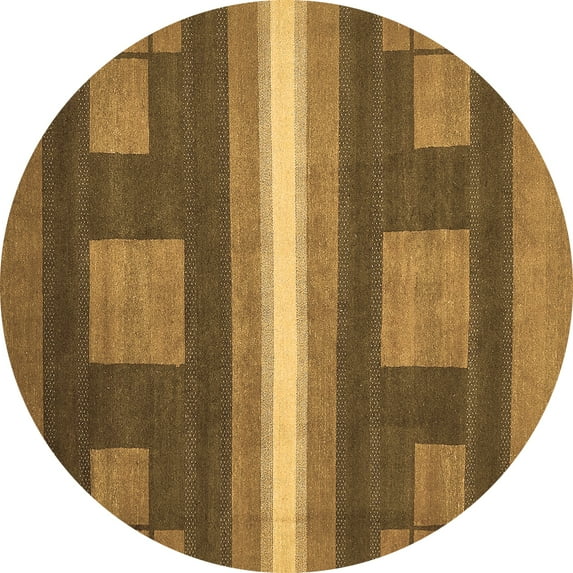 Ahgly Company Indoor Round Abstract Brown Modern Area Rugs, 5' Round