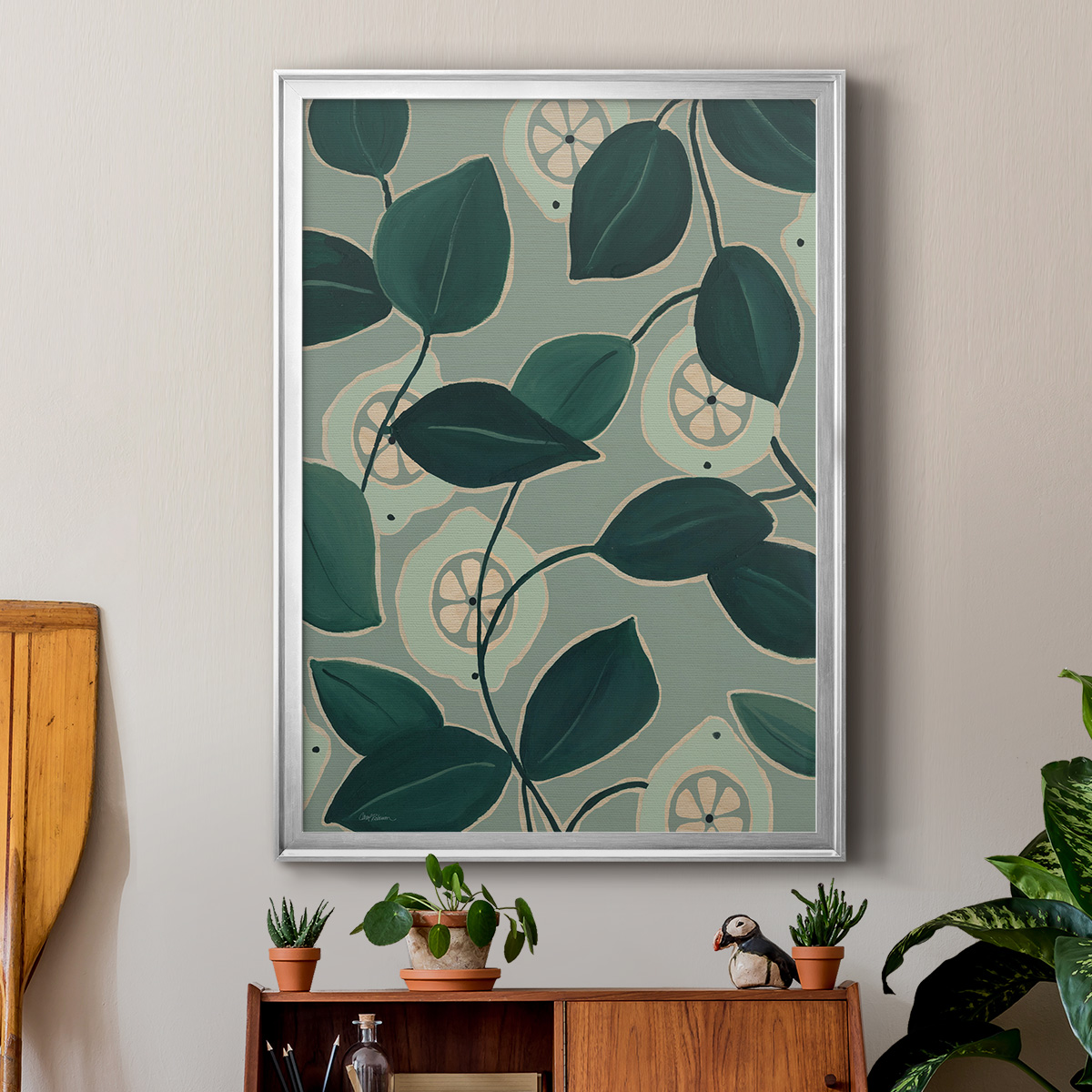 Monochrome Limes Premium Framed Print - Ready to Hang
