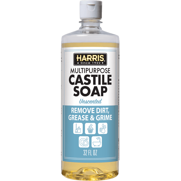 Harris Multi-Purpose Pure Liquid Castile Soap Multi-Purpose Cleaner, Unscented, 32 Oz