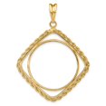 thumbnail image 1 of 14k Yellow Gold Cushion Shape Rope Frame Prong Setting Coin Bezel Pendant Mounting - Fits 27mm, 1 of 3