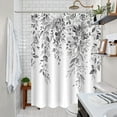 thumbnail image 4 of Gray and White Eucalyptus Shower Curtain Watercolor Grey Floral Plant Leaf Shower Curtains for Bathroom Botanical Flower Waterproof Fabric Bath Curtain Decor with Hooks (Black, 72'''' x 72''''), 4 of 6