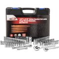 thumbnail image 2 of EPAuto 1/4-Inch & 3/8-Inch Drive Socket Set with Pear Head Ratchet Mechanic Tools, Chrome, 69 Pieces, 2 of 8