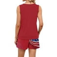 thumbnail image 5 of Iaqnaocc Two Piece Sets for Women 4th Of July American Flag Stars Flag Print Womens Short Sets Square Neck Sleeveless Tank Top and Drawstring Shorts Summer Outfits Red L, 5 of 5