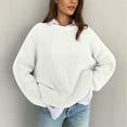 thumbnail image 2 of Vedolay Womens 2023 Trendy Fall Fashion Sweaters Knit Ribbed Stripe Pullover Top,White S, 2 of 4