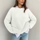 thumbnail image 3 of Gibobby Suéter para mujer, Suéteres de gran tamaño con cuello redondo para mujer, de punto grueso, cálido, suéter(Blanco,M), 3 of 5