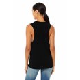 thumbnail image 2 of Bella Canvas Womens Flowy Scoop Blended Muscle Tank, S, Solid Black Slub, 2 of 3